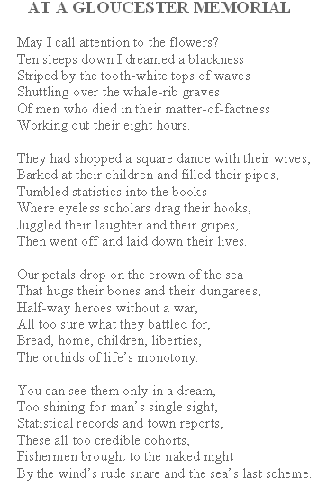 At a Gloucester Memorial poem
