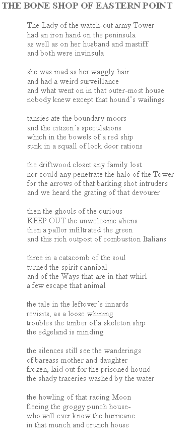 The Bone Shop of Eastern Point poem
