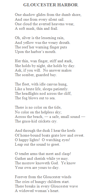 Gloucester Harbor poem