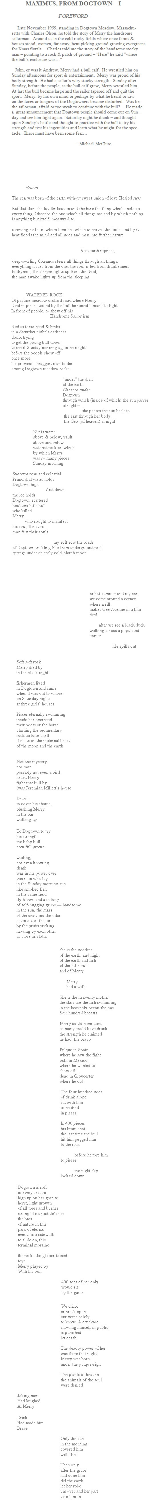 Maximus, frm Dogtown - I poem
