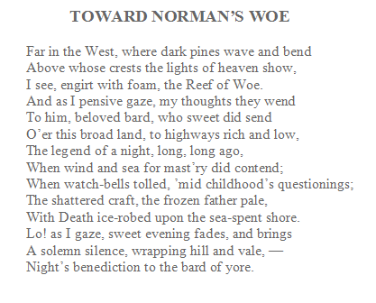 Toward Norman's Woe poem